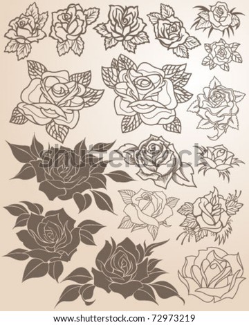 stock vector Tattoo Roses Vector