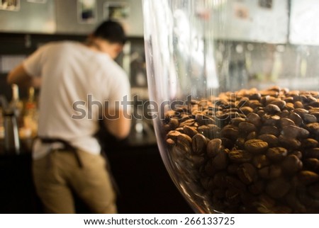 Barista working, Close-up Coffee machine