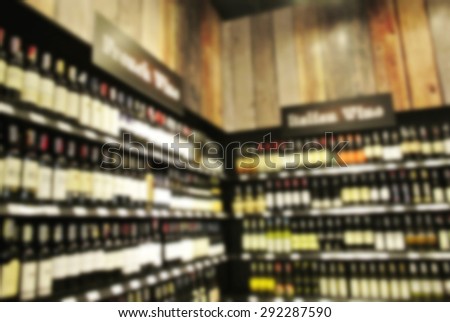 Wine & Alcoholic beverages, Supermarket store blur background