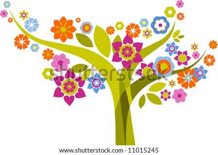 Tree With Flowers Stock Vector Illustration 11015245 : Shutterstock