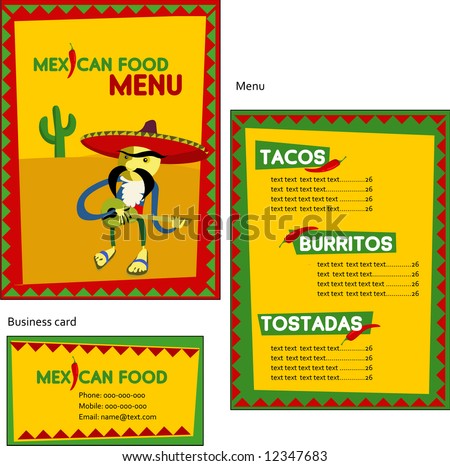Business Cards Vector Free on Free Clip Art Mexican Menu