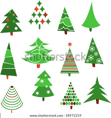christmas trees. stock vector : collection of Christmas trees