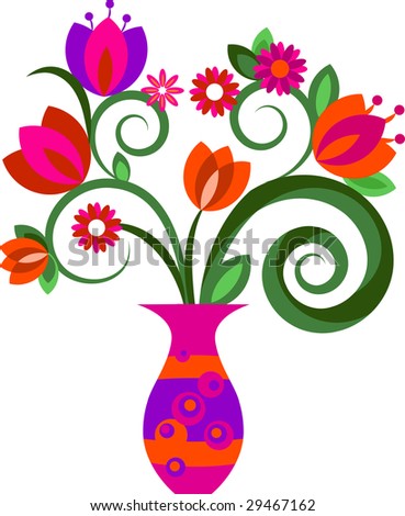 Decorative Flowers In A Vase Stock Vector Illustration 29467162