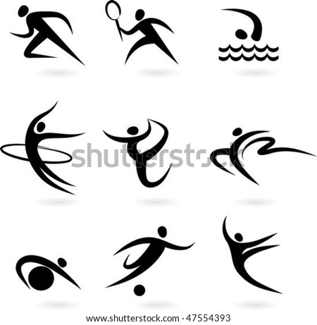 stock vector Set of black and white sport icons