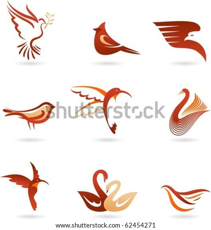 Set of different birds icons Set of different birds icons