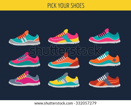 Vector running, sport and gym shoes