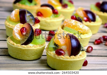 Fruit tart on wooden table