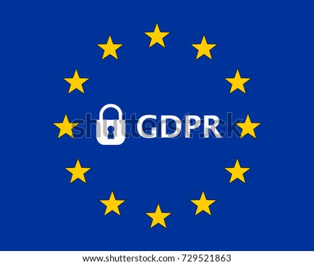 General Data Protection Regulation (GDPR) European Union (EU) Flag with Padlock