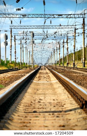 Long view of railway with heat haze