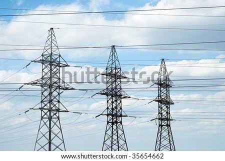 High voltage electric line at the field