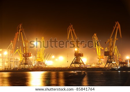 night view of the industrial port with cargoes
