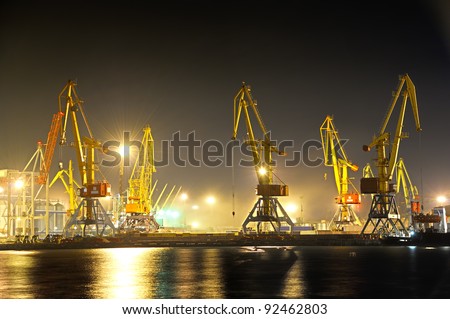 the industrial port at night