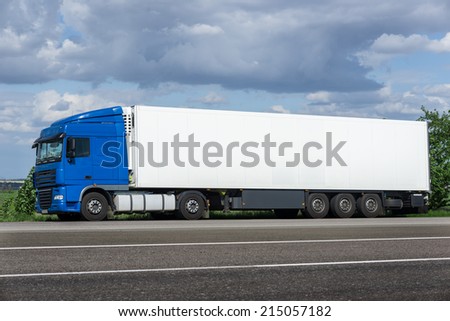 white truck on road. cargo transportation