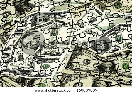 The mixture of money denominations makes a good puzzle overlay for financial stories.