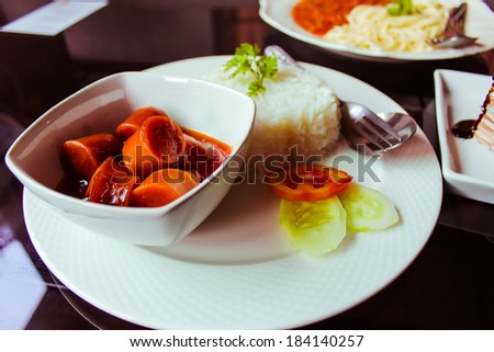 Sausage tomato sauce food Delicious Restaurant eat