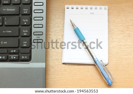 notebook PC with note