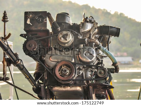 Boat engine front view