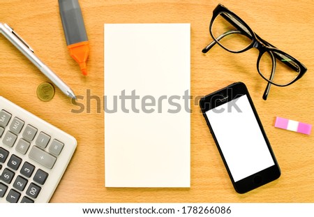 Office equipment on wooden office table