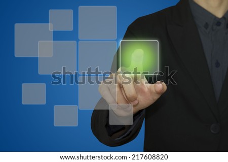 Business man touching on touch screen computer.