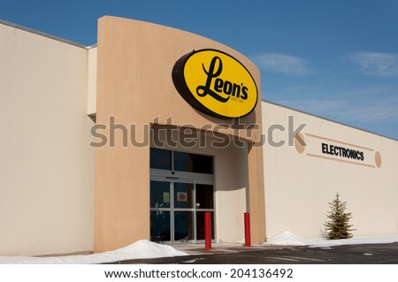 TRURO, CANADA - FEBURARY 28, 2014: Leons retail outlet. Leons is a Canadian furniture store which  has outlets in all provinces, except British Columbia.
