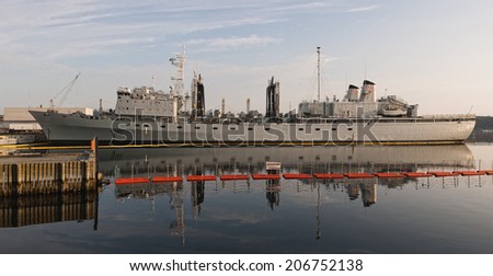 HALIFAX, CANADA - JULY 20, 2014: HMCS Preserver. HMCS Preserver is a Royal Canadian Navy Protecteur-class oiler (commissioned 1970). She is currently based in Halifax, NS with the Atlantic Fleet.