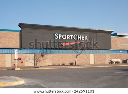 TRURO, CANADA - JANUARY 08, 2015: Sport Chek is Canada\'s biggest retailer of sporting equipment and clothing. Sport Chek\'s parent company is FGL Sports Ltd.