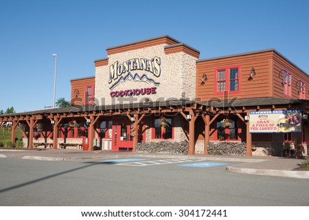 DARTMOUTH, CANADA - AUGUST 07, 2015: Montana\'s Cookhouse is a Canadian restaurant chain which is a peripheral of Cara Operations. Montana\'s is based in Ontario, Canada.