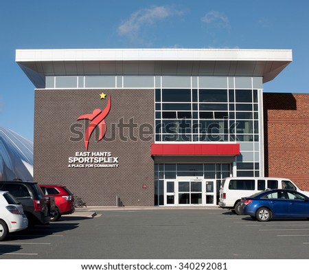 LANTZ, CANADA - NOVEMBER 16, 2015: The East Hants Sportsplex is a multi purpose sporting facility with two ice rinks, field house, walking and sprint track, golf driving range and community rooms.