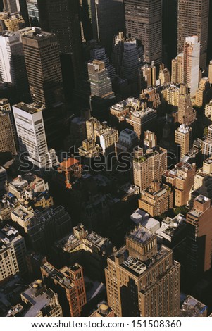 New York buildings from above, view from Empire State building.