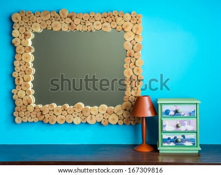 Mirror Frame With Colorful Lampshade , Modern Interior Ornament