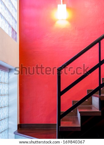 Modern Stair Case Interior With Colorful Wall / Loft Style