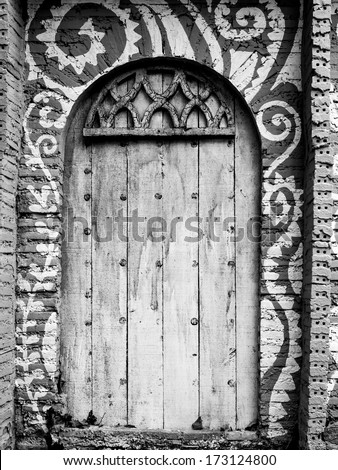 architectural of door detail in Arabian, Morocco / black and white