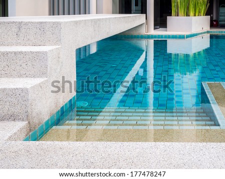 Modern swimming pool design at tropical residence