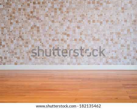 Modern empty  interior mosaic wall with wooden parquet  floor