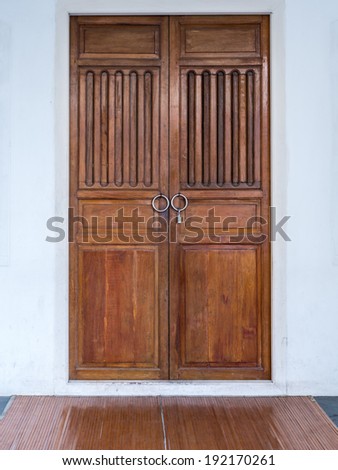Design of Chino-Portuguese doors (European Retro) architecture style in old town Phuket, Thailand