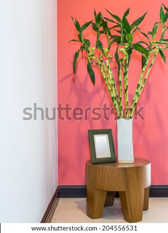 Colorful modern living room with vase of Lucky bamboo (asian feng-shui)