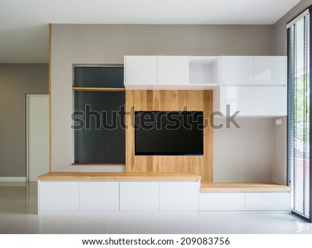 TV cabinet in modern living room interior design