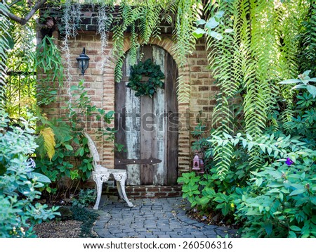 Beautiful old front doorway brick house