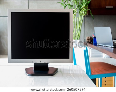 Modern workspace with computer on desktop