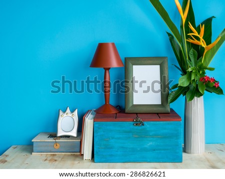 Still life of colorful modern interior design with flower vase