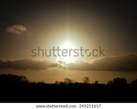 sun shines natural black evening background