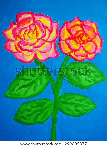 arts rose flowers acrylic painting