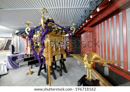 TOKYO - CIRCA APRIL, 2014: In Japan mikoshi or portable shrine are worshipped in matsuri festivals on CIRCA April, 2014