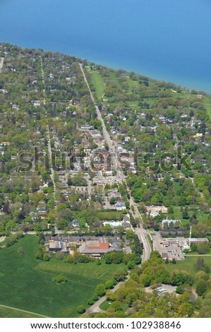 aerial view along the main road in Niagara on the Lake, Ontario