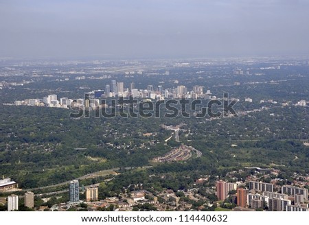 aerial view of an East Toronto neighborhood, Ontario, Canada
