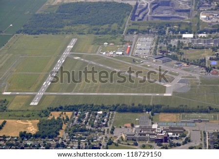 aerial view of the Airport of St Jean sur Richelieu, Quebec Canada