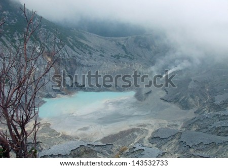 crater lake of Tangkuban Perahu, dormant volcano near Bandung, West Java, Indonesia.