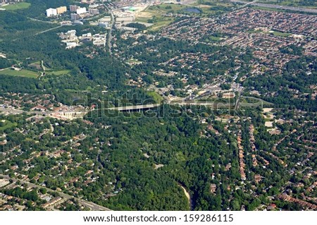 aerial view of the Kingston road area in Scarborough Ontario Canada
