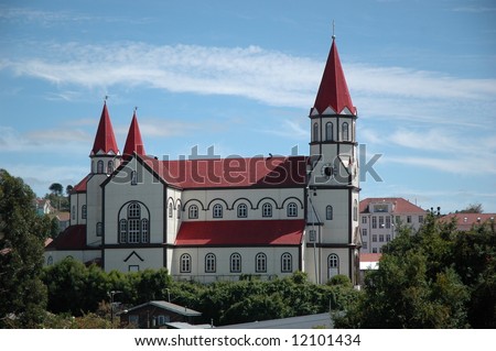 Sacred Heart of Jesus Christ Church in Puerto Varas, Chile; a  Romanesque - Monumental Baroque church