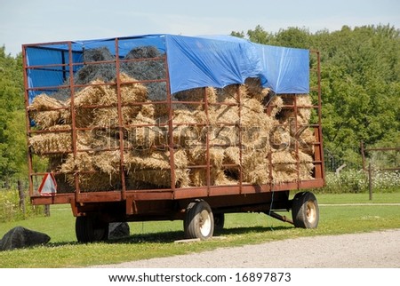parked hay trailer